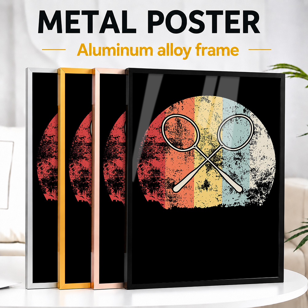 Badminton Photo - Badminton Vintage Framed Metal Poster Personalized